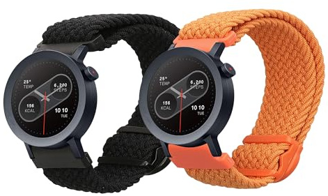 kwmobile 2x Nylon Strap for CMF Watch Pro 2 / Watch Pro 1 Watch Strap - Replacement Watch Band Set - Wristband with Clasp - Black/Orange