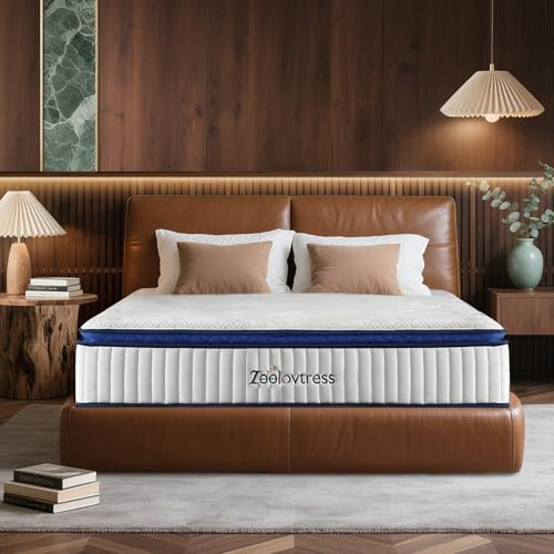 Zeelovtress Full Size Mattress 12 Inch, Hybrid with MDI Gel Memory Foam and Pocketed Coils, Pressure Relief and Motion Isolation, No Fiberglass, CertiPUR-US, 5-Zone Targeted Support, Medium Firm