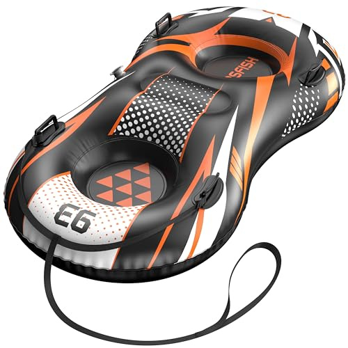 Airsfish Trineo Inflable de Tubo de Nieve con Correa remolcable, Trineo de Nieve Grande de 2 Asientos, Cubierta Resistente al Desgaste y anticongelante, Tubos de Trineo para Patinaje de Invierno para