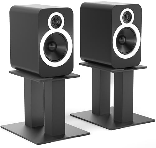 FREEAMG 2er-Pack Desktop Lautsprecherständer, Regulär | Universelle Desktop Audio Ständer aus Metall bis zu 13 KG, 2 Ständer für Computer und Bücherregal Lautsprecher