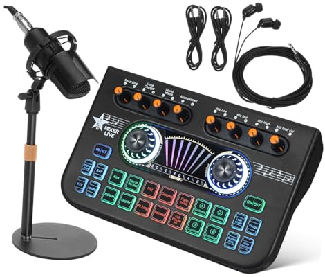 CAXUSD Carte Son Live Mixeur Audio DJ Mixeur Audio Portable Table De Mixage pour Guitare Table De Mixage pour Jeux Vidéo Kit DJ Noir