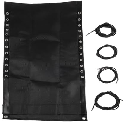 Zilimontt Deckchair Ersatz-Stoffkordel-Kit mit 160 x 43 cm Nylontuch und 4 elastischen Seilen für Strandkörbe im Freien, wasserdicht, UV-beständig, DIY-Reparaturset (schwarz)