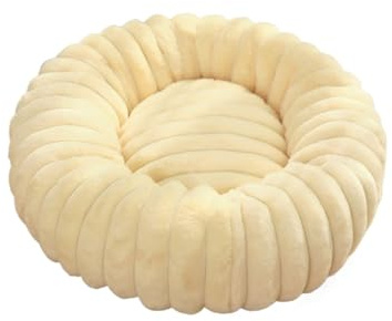 EUIYCBA Cuccia rotonda per cani di taglia grande, divano letto per gatti, caldo e invernale, lavabile, ortopedico per tutte le stagioni, con fodera rimovibile (CW0054-bianco sporco, 60 cm)