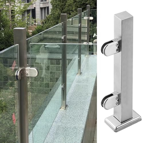 Sistema de barandilla de vidrio plateado cepillado – Valla cuadrada para escaleras y cubiertas, incluye tornillos de montaje y barra de soporte, perfecta para decoración moderna del hogar