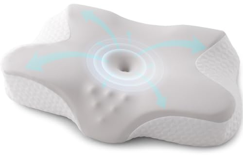 Howjoe Nackenkissen Kopfkissen, Nackenstützkissen, Orthopädisches Kissen, Ergonomisches Kopfkissen, Seitenschläferkissen, Memory Foam Kissen, Schmetterlingskissen, Pillow, 60 x 40 x 9/13 cm, Grau