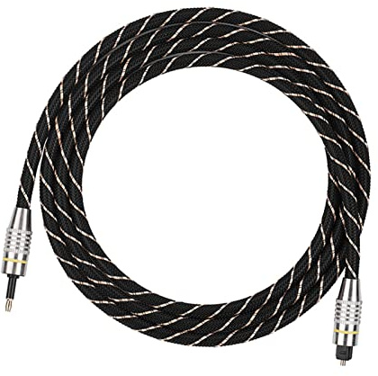 Bamjour Toslink Cable, Toslink To Optical Cable Aux To Optical Digital Nylon Braided for HDTV,Home Teather,Soundbar (1.5m / 4.9ft)