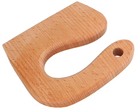 Aoresac Coltello per Frutta e Verdura Sicuro, Taglierino in Legno per Bambini All'aperto, Utensili da Cucina Montessori per Bambini, in Faggio Naturale, Adatto per Tagliare (Tipo di maniglia rotonda)