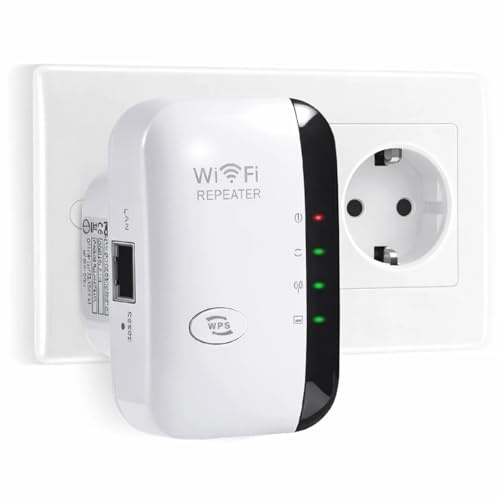 WiFi Extender Booster, WiFi Signal Booster, Internet Coverage Up to 3000 Sq.Ft! Works with 45+ Devices & Features Easy Setup, 2.4GHz Band WiFi Extender and LAN Port (Black White)