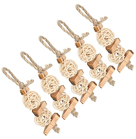 RASTKY Jouet pour Hamster en Boule de Rotin Mordu en Bois de Pommier, Jouet en Corde à Mâcher pour Les Dents des Animaux de Compagnie, Soulagement du Stress pour Les Petits Animaux, Corde en Bois