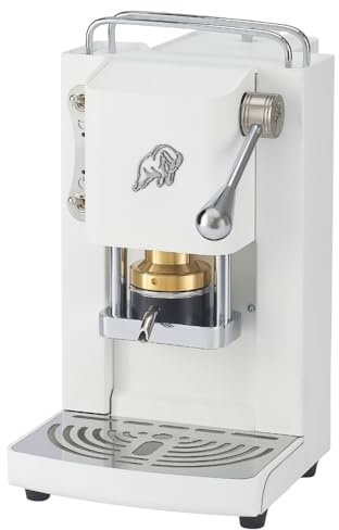 FABER COFFEE MACHINES 3.0 Pro Essential | Kaffeemaschine ESE 44 mm kompakt mit Glaskanister, herausnehmbarem Padhalter und verstellbarer Padpresse aus Messing (Weiß, Chrom)