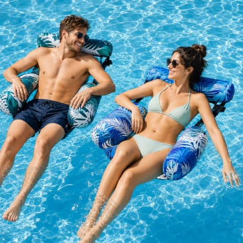 2 Stück Aufblasbare Wasser Pool Luftmatratze für Erwachsene, Aufblasbare Pool Schwimmsitze, Wassersessel Schwimmstuhl, Aufblasbare Wasser Pool Luftmatratze, für Partys, Sommer, Wassers, Strand
