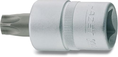HAZET Schraubendreher-Steckschlüsseleinsatz 992-T30, Kurze Ausführung | 1/2 Zoll (12,5 mm) Vierkant hohl, Antrieb 1/2 Zoll (12,5 mm) Vierkant hohl, Abtrieb Innen TORX Profil, Klinge Sonderstahl