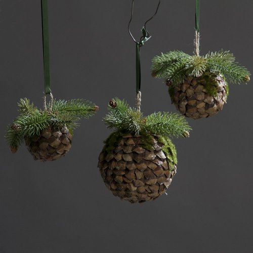 Tannenzapfen Tanne Zapfen zum Aufhängen Weihnachten Kunstpflanze, rund, 9 cm