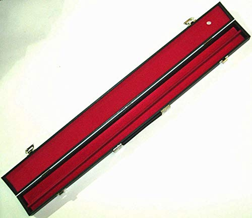BLACK HARD CUE CASE For 57 2 PIECE CENTRE SPLIT POOL SNOOKER CUES RED INTERIOR