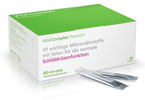 VitalComplex Premium - 39 wichtige Mikronährstoffe mit 200µg Selen für eine normale Schilddrüsenfunktion mit Vitaminen, Aminosäuren und Mineralstoffen.