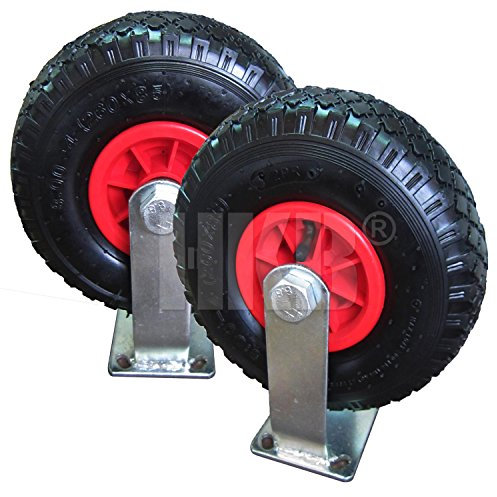 2 Sackkarrenräder mit Bockrolle, Gummirad 3.00-4, Kunststofffelge mit Nadellager, Tragkraft 100kg, ø=260mm, Achs-ø=20mm, auch für Bollerwagen und Handwagen, Artikel-Nr. 20192