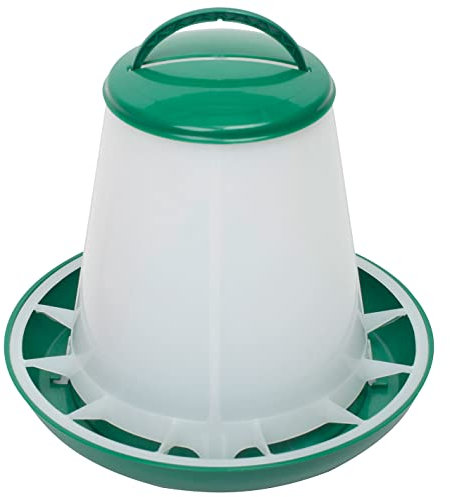 Olba Geflügel-Futterautomat 1kg Hühnertrog, Futtertrog, Küken-Futtertrog, Wachtel-Futtertrog mit Deckel und Aufhängung