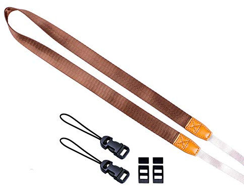 VKO Sangle pour Appareil Photo de réglable Courroie de cou pour appareil photo Marron