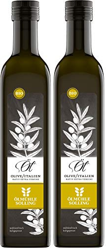 ÖLMÜHLE SOLLING - BIO Olivenöl aus Italien | Natives Olivenöl, vollmundig und fruchtig im Geschmack. Ideal für Pasta, Pizza & Salate sowie für Haut-& Haar | Inhalt: 2x500 ml