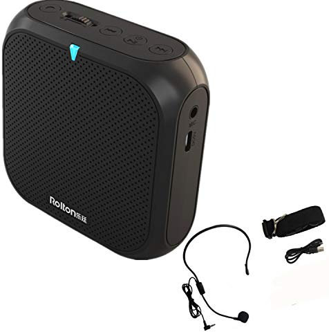 Amplificateur de Voix Portable avec Micro Casque,Rechargeables 5W USB U Disk/TF pr Les Guides, Les Enseignants, conférenciers, animateurs (Noir)