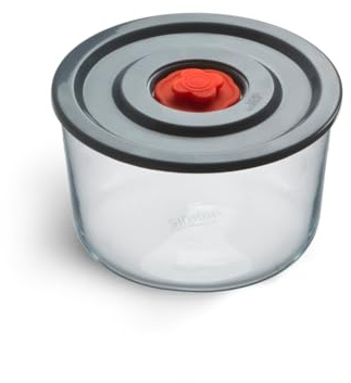Simax 5120/L luftdicht rund mit Deckel und Zentralventil. 1 Liter, 1 Liter, Glas