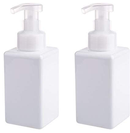 UUJOLY Dispensador de jabón espumoso, Botella de Bomba Recargable de 450 ml para jabón líquido, champú, Gel de baño (2 Piezas) (Blanco)