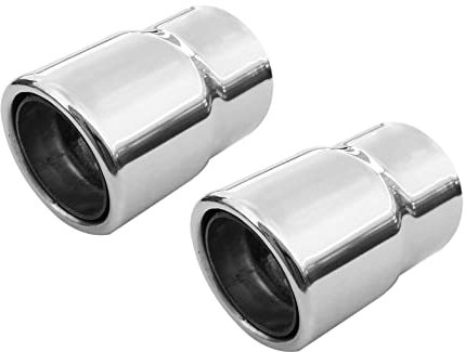 2x Auspuffblende Endrohr Auspuff Universell Schalldampf Doppelendrohr Sport Sportauspuff Blende Edelstahl Rund von 44mm bis 45mm Chrom AutoHobby
