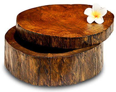 Teak Baumstamm Dose - Schmuckschatulle in 2 Größen und Farben - Gastgeschenk Mitbringsel oder Geschenkverpackung in Baumstammoptik