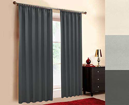 Hochqualitativer schwer entflammbarer Verdunkelungsvorhang nach Maß (M1 und B1 Zertifikat), Schlaufen, Kräuselband, Vorhang nach Maß, Gardinen nach Maß, Silber Grau (180cm (H) x 145cm (B))