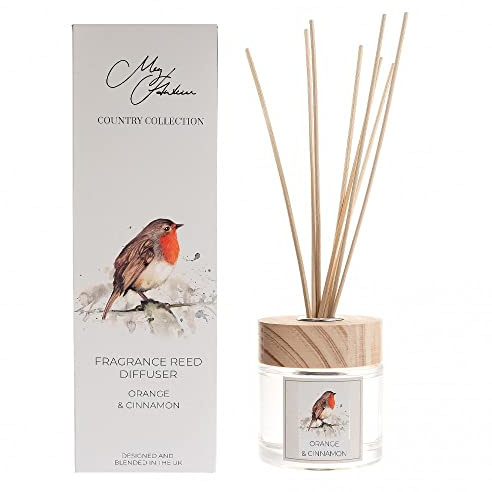 Buosha Meg Hawkins Robin Design Duftöl-Diffusor mit Duftstäbchen, Orange und Zimt, 150 ml