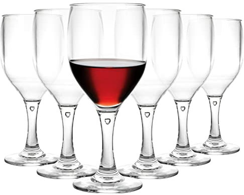 AHUNTTER Set of 6 Large Plastic Wine Glasses 350ml Unbreakable Reusable Polycarbonate Clear Red Wine Glasses for Party Camping Picnics Hot Tubs Pools