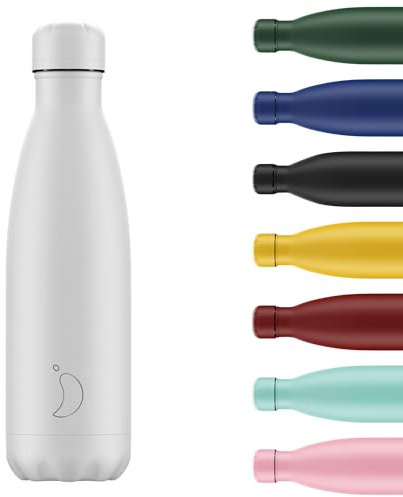Chilly's Water Bottle - Stainless Steel and Reusable - Leak Proof, Sweat Free - Monochrome - All White, 500ml