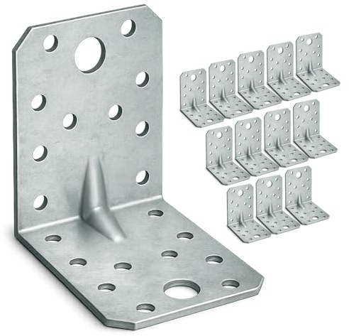 OMIDEAS 12 x Equerre d'assemblage renforcée (70 x 70 x 55 x 1.5) Equerre de Fixation Angle Droit Support en forme de L, Équerre Angle 90 Degrés en Acier, Équerre de Coin