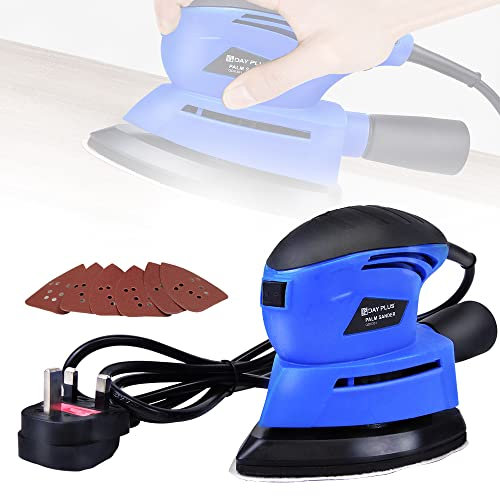 Multi Sander Detail Sander, 130W Electric Palm Sander, 12000RPM Random Orbit Sander with 6Pcs Sandpapers & Dust Collector, Sanding Machine for Home Decoration Furniture Finishing