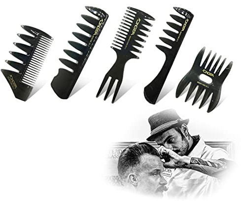 Eowppue Styling Kamm Für Männer 5 Stücke Multifunktionaler Kämme Set Friseur Zubehör Öl Kopf Kamm Für Haarstylisten Barbers Salon Familie（schwarz）