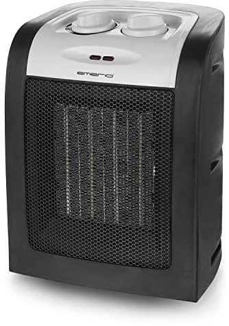 Emerio 1800W ECO Keramik Heizlüfter, zwei Leistungsstufen, energiesparender Betrieb durch PTC (Keramik) Heizelement, Thermostat, mit Sicherheitsschalter, Ventilator Funktion, FH-106145 Schwarz
