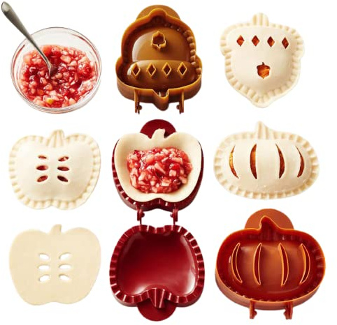 IKKSA Hand pie & Mold Set of 3, Apple, Acorn Pumpkin Party Potluck Handshake Pie Mold Apple Cookie Cutter Thanksgiving Pastry Tools Accessories Mini Dough Press