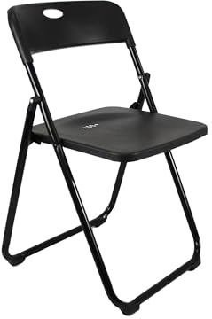 Meta Exam Portable Folding Chair- Computer,Study, Home, Office Foldable Chair Set with Collapsible Metal Legs & Plastic Seat (1, Black)