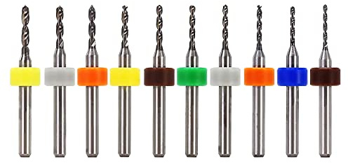 HUAZIZ 10 Pcs PCB Micro Spiralbohrer Metallbohrer Satz 1,1 mm bis 2,0 mmDick Griff Wolframstahl Carbide Stich- Bohrer Set für Leiterplatten, Glas, Faser, Harz, Bernstein