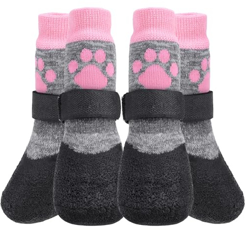 KOOLTAIL rutschfeste Hundesocken ¨C Outdoor-Hundeschuhe wasserdichte Hundeschuhe Pfotenschutz mit Gurt Traktionskontrolle f¨¹r Hartholzb?den