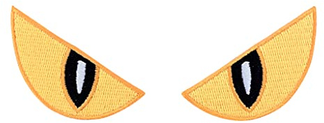 Urbanski Patch 2 gruselige Augen (1 Paar) in Orange zum Aufbügeln 4,5 x 4,5 cm | Aufnäher Applikation Bügelbild