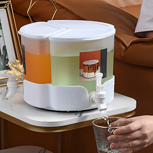 Drinks Dispenser with Tap, 5.2L 3 in 1 Fridge Water Dispenser,360° Rotatable Beverage Dispenser, Reusable Large Capacity Juice Dispenser,Plastic Drink Container Jug for Juice Iced Tea Beer