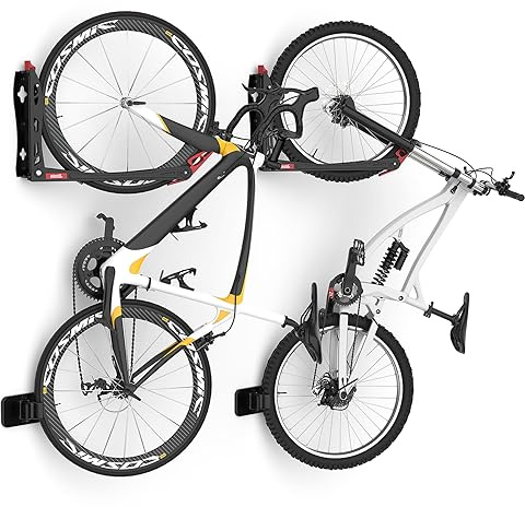 TORACK BIKEPAL Space Saving Wall Mounted Swivel Bike Racks, Vertical Bike Wall Hangers for Garage Storage Solution (2 Pack)