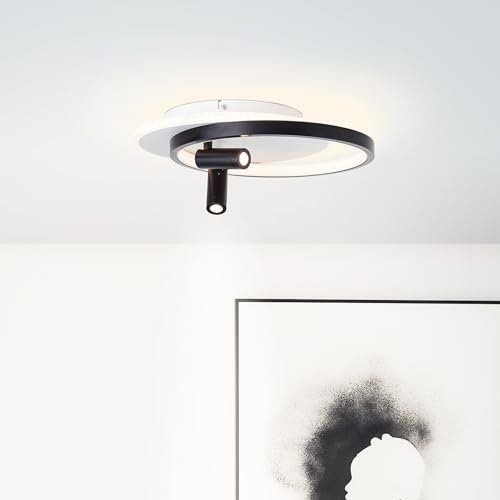 Lightbox moderne LED Deckenlampe - 35 x 30 cm - Deckenleuchte mit 3 Stufen Dimmer & Memory Funktion - 2900 lm, 30 W, 3000 K - aus Metall/Kunststoff - in Schwarz/Weiß