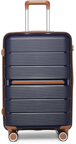 British Traveller Reisekoffer Mittelgroß Koffer Trolleys Mittelgroß Hartschalenkoffer 100% PP Handgepäck Koffer mit 8 Spinnerräder Rollkoffer 66 * 43.3 * 28.5cm Suitcase TSA-Schloss Blau