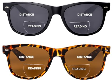 OuShiun 2er-Pack Unsichtbare Bifokale Lese Sonnenbrillen, Outdoor Sonnen Lesebrillen, Sonnenbrillenleser UV400-Schutz für Damen und Herren(Schwarz+Schildkröte +2.5)