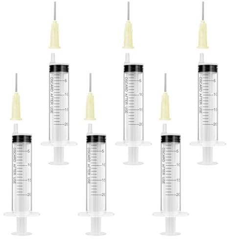 OFFCUP Plastspruta, 6 st utfodringssprutor, 20 ml, spruta med trubbig nål, dispenseringssprutor för vätska, djurfoder/laboratorieanvändning/industriell användning