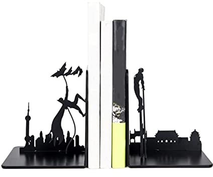 RUTAVM Buchstützen rutschfeste Buchstützen, Schwarze Metall-Buchstützen, L-förmige, einfache Büro-Buchklammer, Bücherregal, Desktop, robuste Buchstützen-Stopper bücherstützen