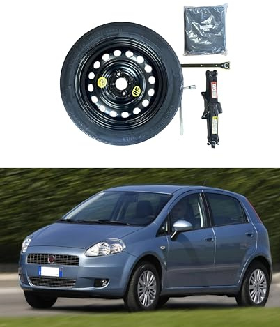 Ersatzrad-Set 15 Zoll, kompatibel mit Fiat Grande Punto mit Wagenheber, Schlüssel und Tasche