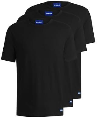 HUGO BLUE3 Naolo Confezione da tre magliette da uomo in jersey di cotone con dettagli logo, Nero1, M